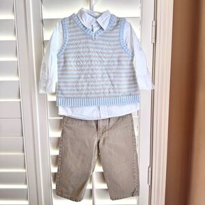 Kenneth Cole Reaction Baby Boy 3-Piece Outfit 18M Sweater Vest Shirt Pants